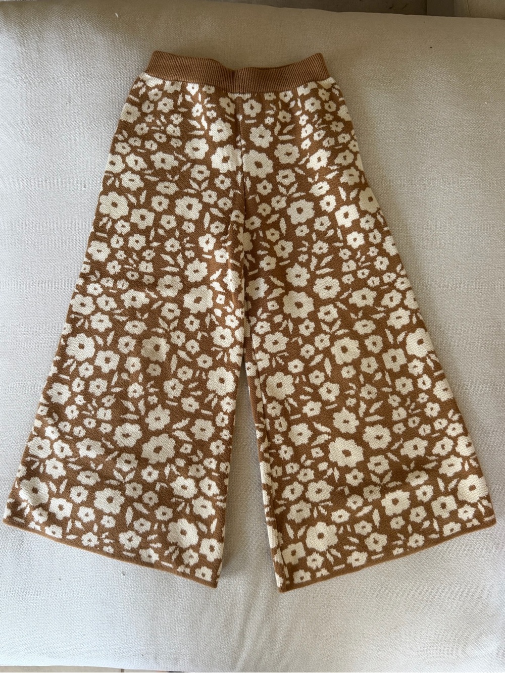 RAISED BY WATER girls size 6 100% Cotton Peruvian knit floral pant ribbed waist